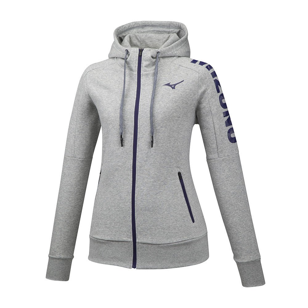 Mizuno Women's Hoodies Heritage Zip Hoody Grey - SVNTDBO-23